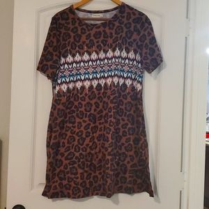 Cheetah Dress W/ Aztec Print, Size Large